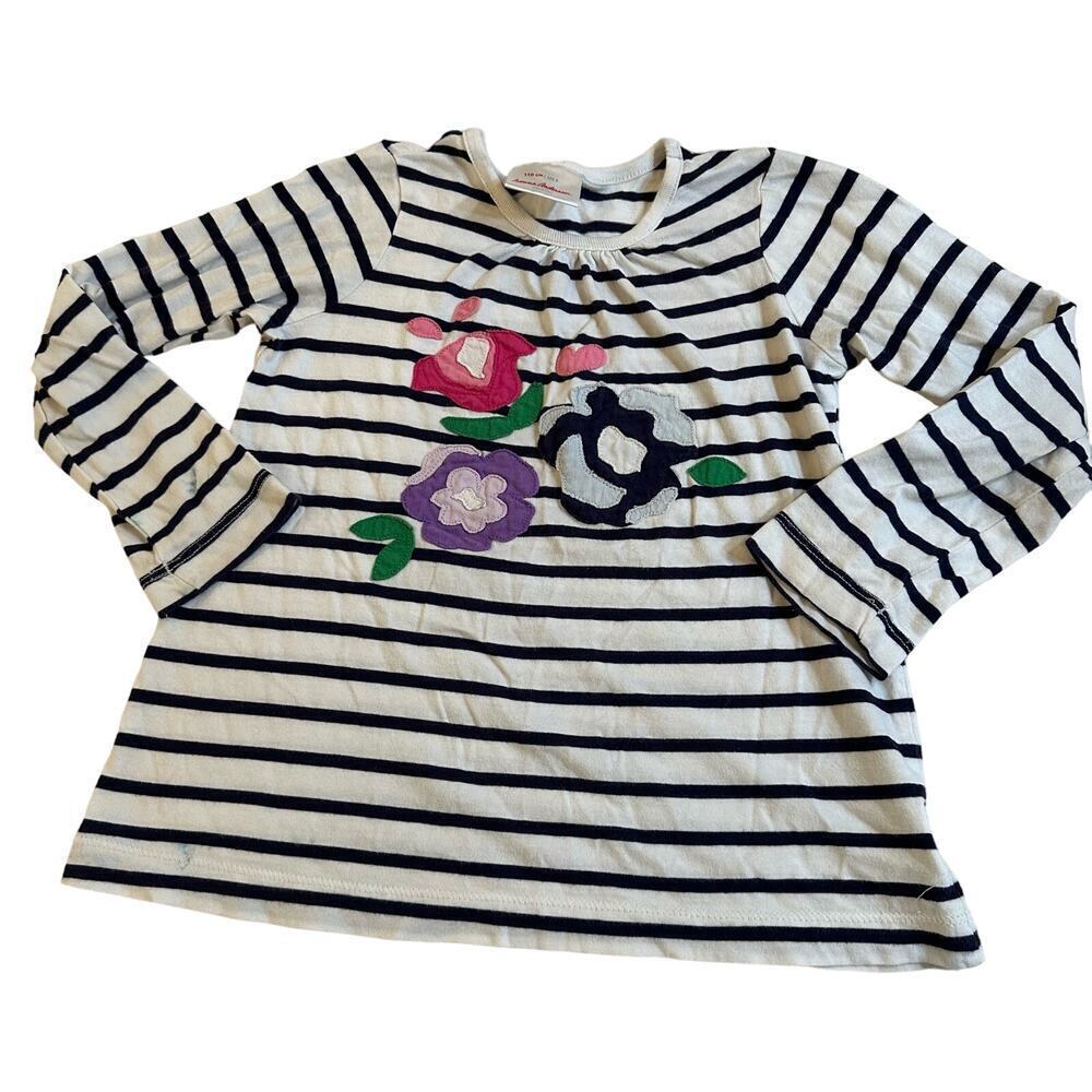 Hanna Andersson Long Sleeve Shirt sz 5 Stripe Floral Tee
